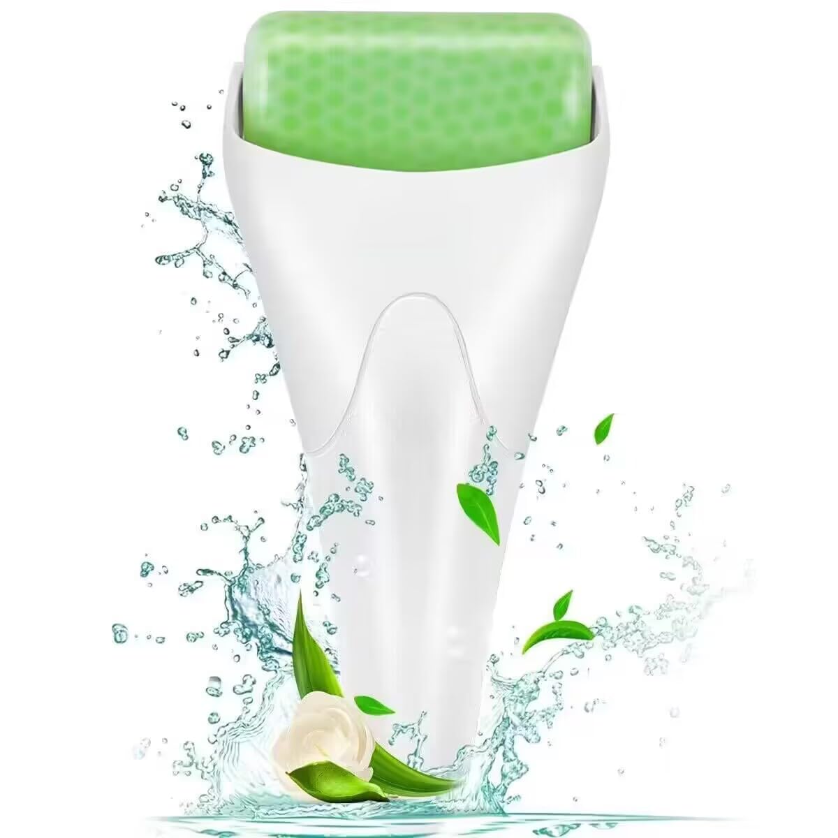 LATME Rolo de gelo para rosto e olhos, contra inchaço e enxaquecas, alivia a dor e lesões menores, para evitar olhos que o pescoço enrugue presente (cor-de-rosa)