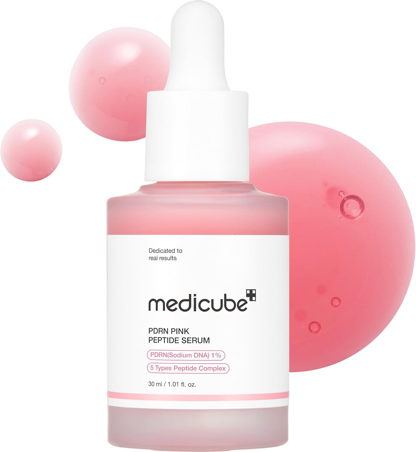 medicube Sérum com peptídeo rosa salmão Dna Pdrn, Sérum Pink Glow, Peptídeo, Niacinamida, Hidratante e Reafirmante, 1,01 Fl. Oz. (1,01 ml, salmão dna pdrn)