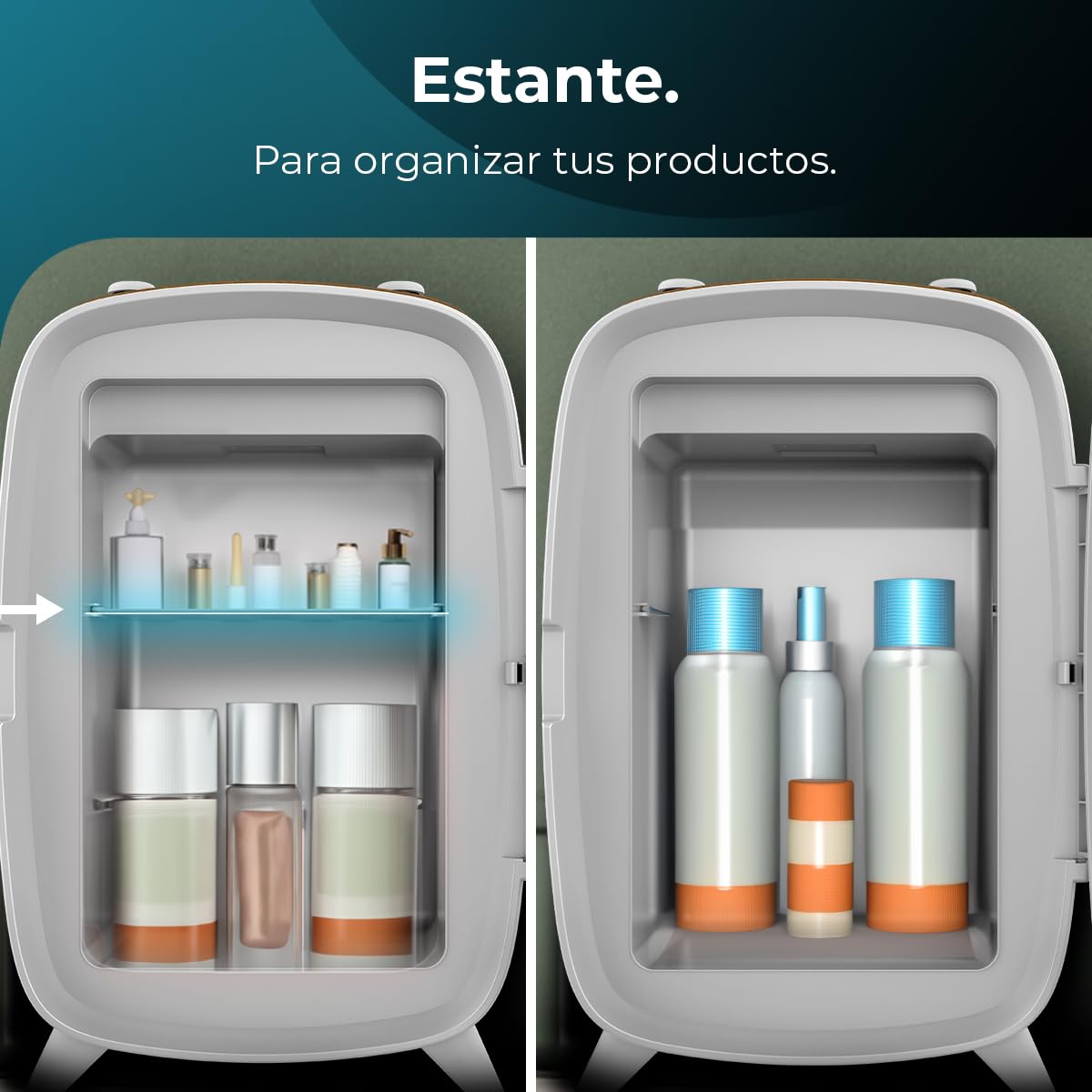 Cecotec Nevera de cosméticos Bamba CoolingBeauty 6000 Mirror, 6 L de Capacidad, Puerta con Espejo Exterior, Luz LED con 3 Intensidades, Enfriamiento hasta 10ºC