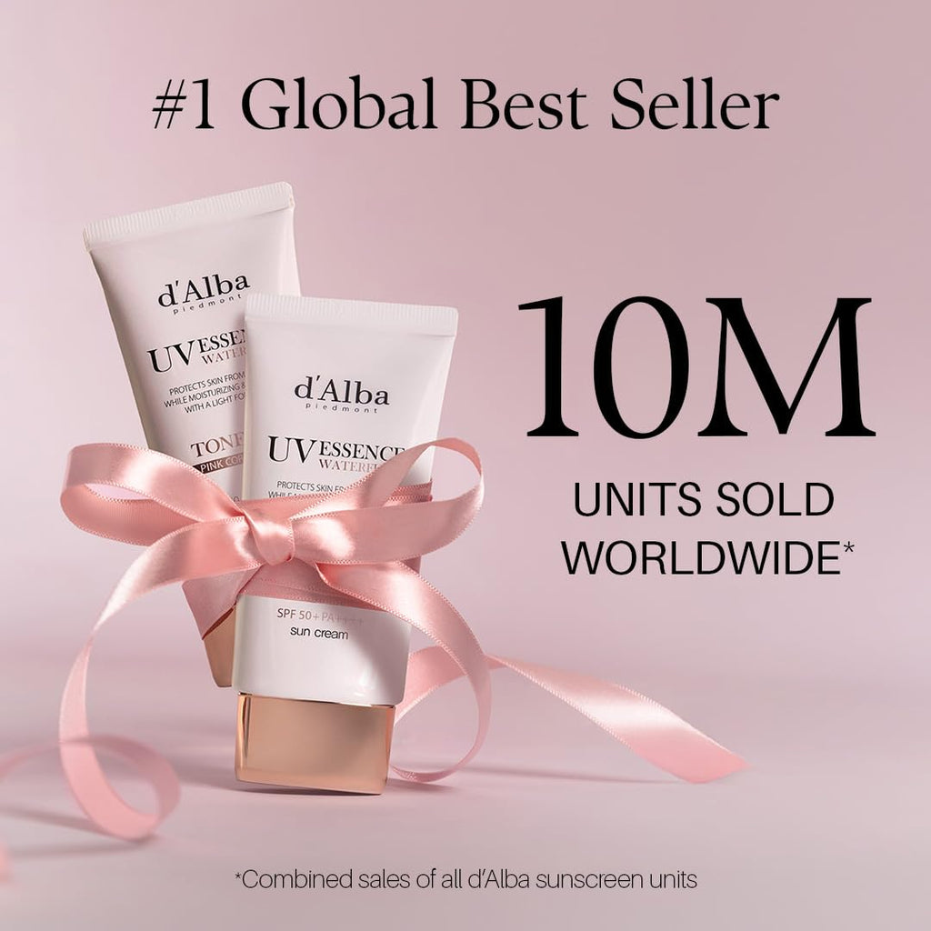d'alba Loção solar tonificante Waterfull SPF50+PA++++++ de trufa branca italiana, creme solar tingido com filtros UV veganos, loção solar brilhante e iluminadora, Skincare coreano