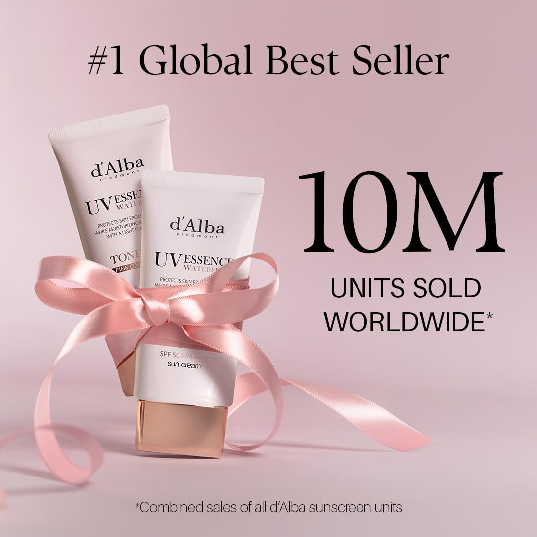 d'alba Loção solar tonificante Waterfull SPF50+PA++++++ de trufa branca italiana, creme solar tingido com filtros UV veganos, loção solar brilhante e iluminadora, Skincare coreano