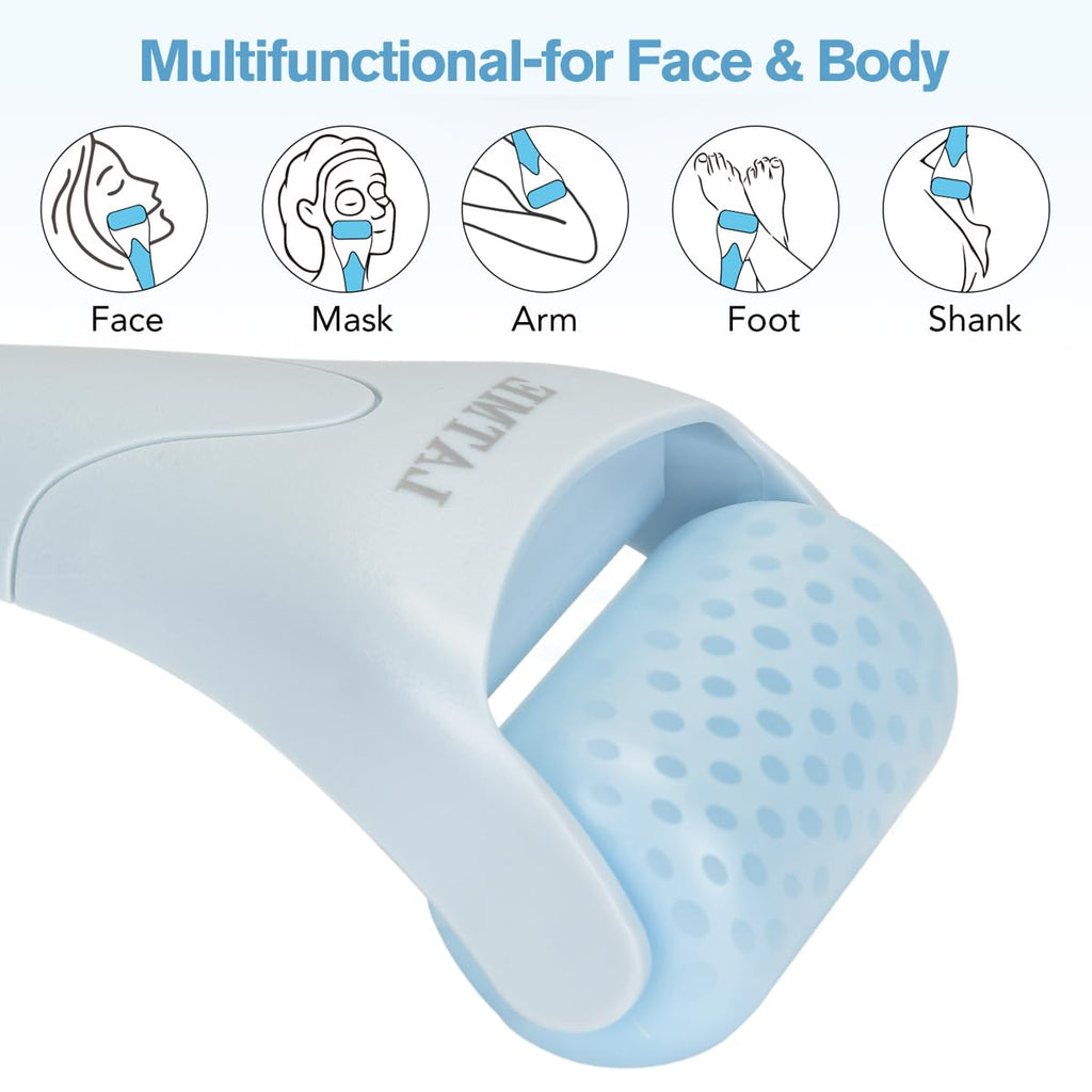 LATME Rolo de gelo para rosto e olhos, contra inchaço e enxaquecas, alivia a dor e lesões menores, para evitar olhos que o pescoço enrugue presente (cor-de-rosa)