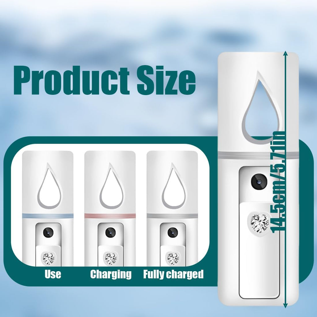 Rechargeable Nano Facial Sprayer, Portable Mini Steamer, Moisturizing Mist, Skin Care, Face Steamer, Home Travel, White