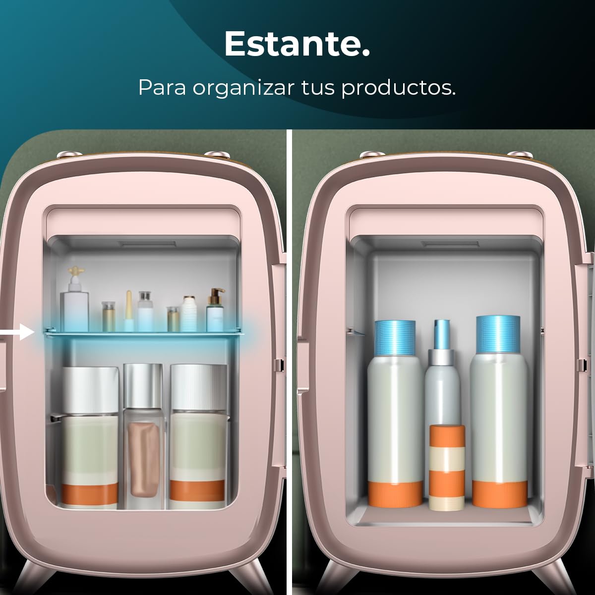 Cecotec Nevera de cosméticos Bamba CoolingBeauty 6000 Mirror, 6 L de Capacidad, Puerta con Espejo Exterior, Luz LED con 3 Intensidades, Enfriamiento hasta 10ºC