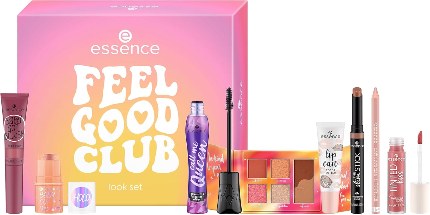 essence Conjunto de maquilhagem FEEL GOOD CLUB, natural, brilhante, pulverizado, brilhante (1 unidade)