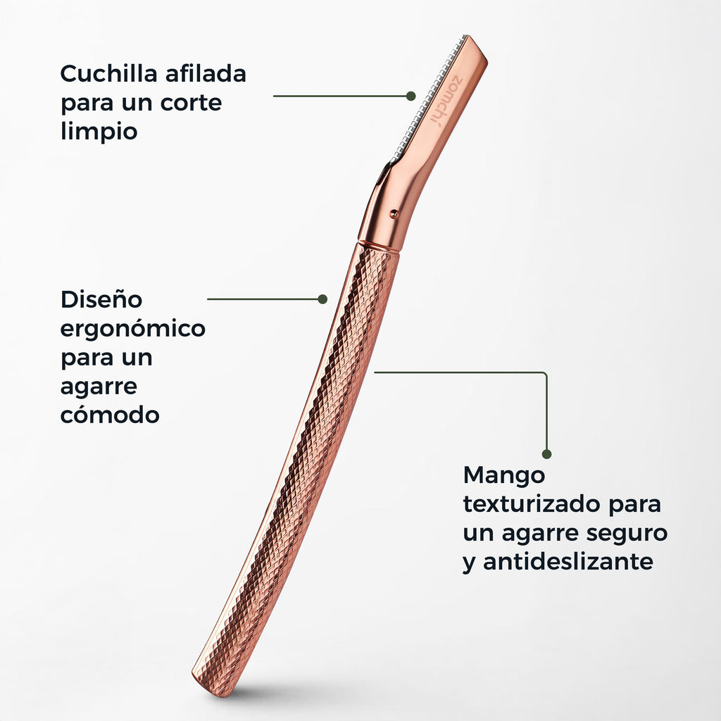 ZOMCHI Women's Facial Blade – Eyebrows and Dermaplaning Facial Tool – with 6 Blades – Silver