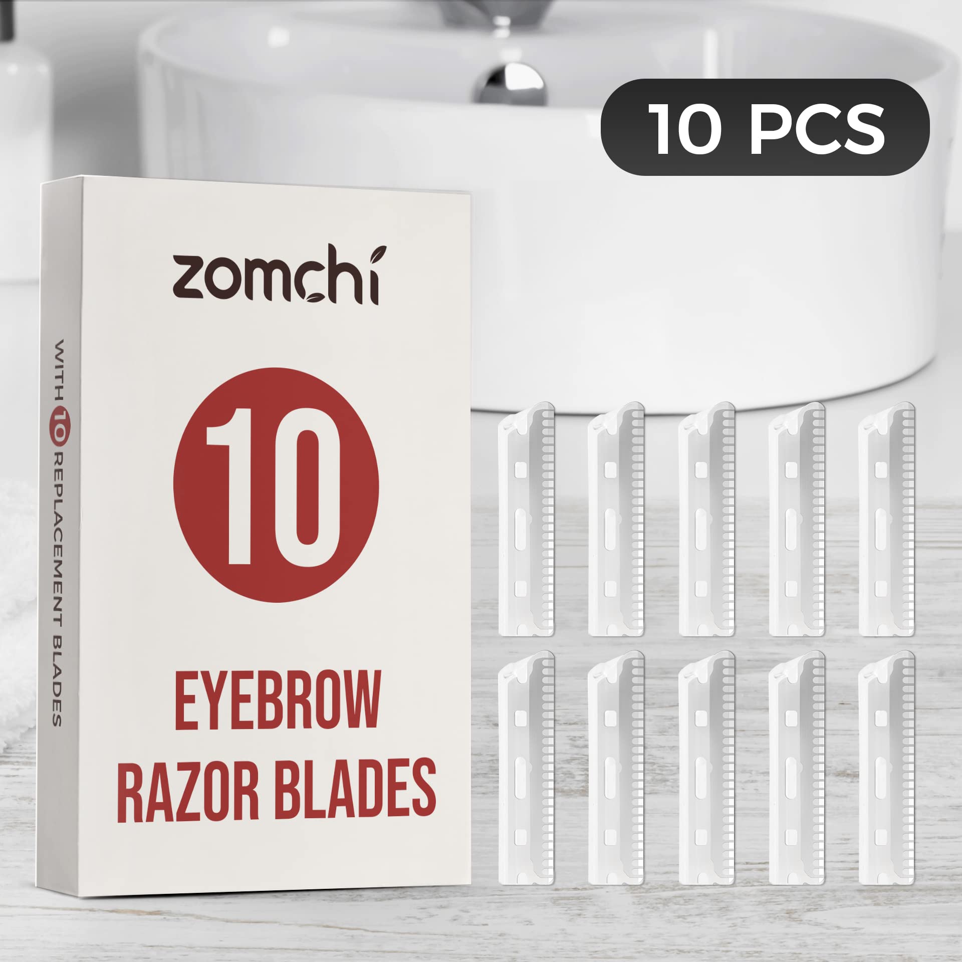 ZOMCHI Women's Facial Blade – Eyebrows and Dermaplaning Facial Tool – with 6 Blades – Silver