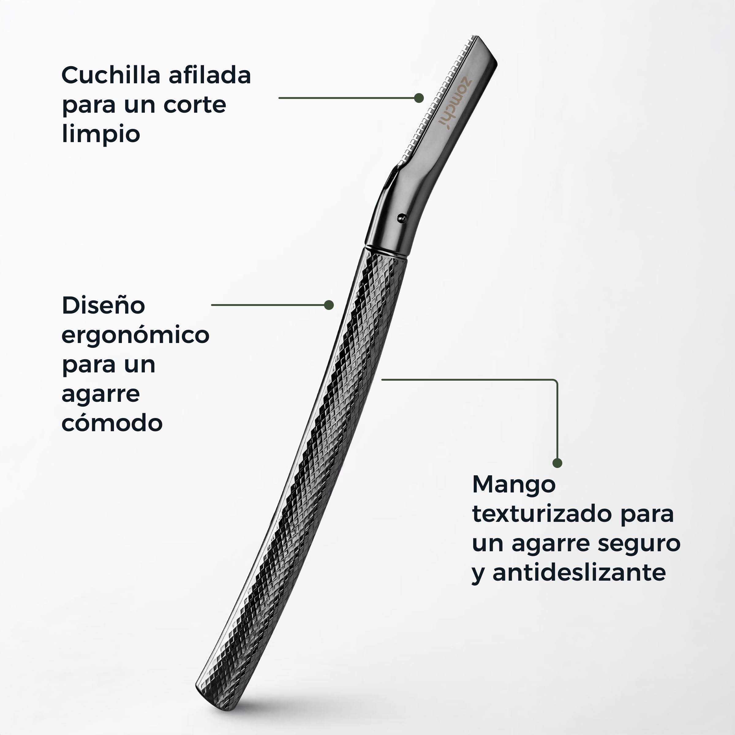 ZOMCHI Women's Facial Blade – Eyebrows and Dermaplaning Facial Tool – with 6 Blades – Silver