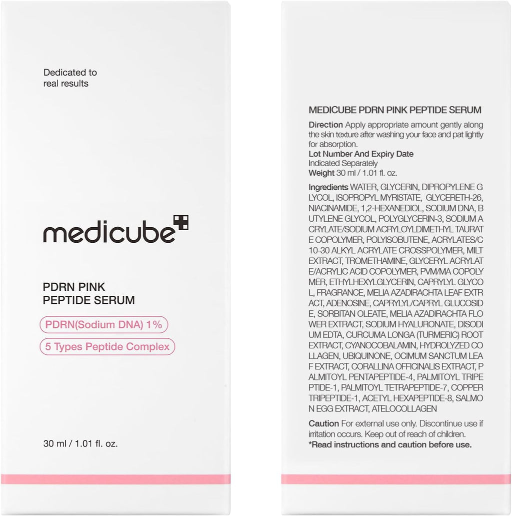 medicube Sérum com peptídeo rosa salmão Dna Pdrn, Sérum Pink Glow, Peptídeo, Niacinamida, Hidratante e Reafirmante, 1,01 Fl. Oz. (1,01 ml, salmão dna pdrn)