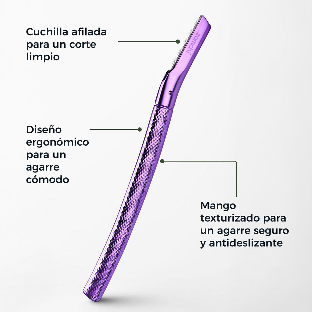 ZOMCHI Women's Facial Blade – Eyebrows and Dermaplaning Facial Tool – with 6 Blades – Silver