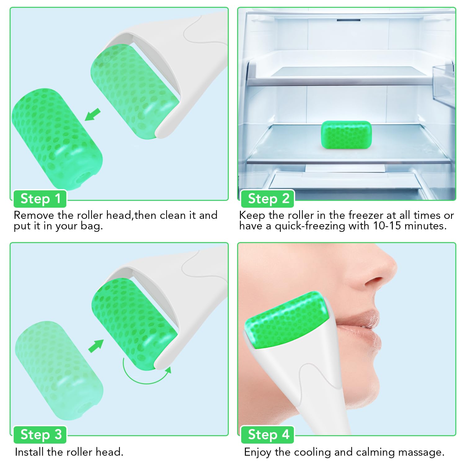 LATME Rolo de gelo para rosto e olhos, contra inchaço e enxaquecas, alivia a dor e lesões menores, para evitar olhos que o pescoço enrugue presente (cor-de-rosa)