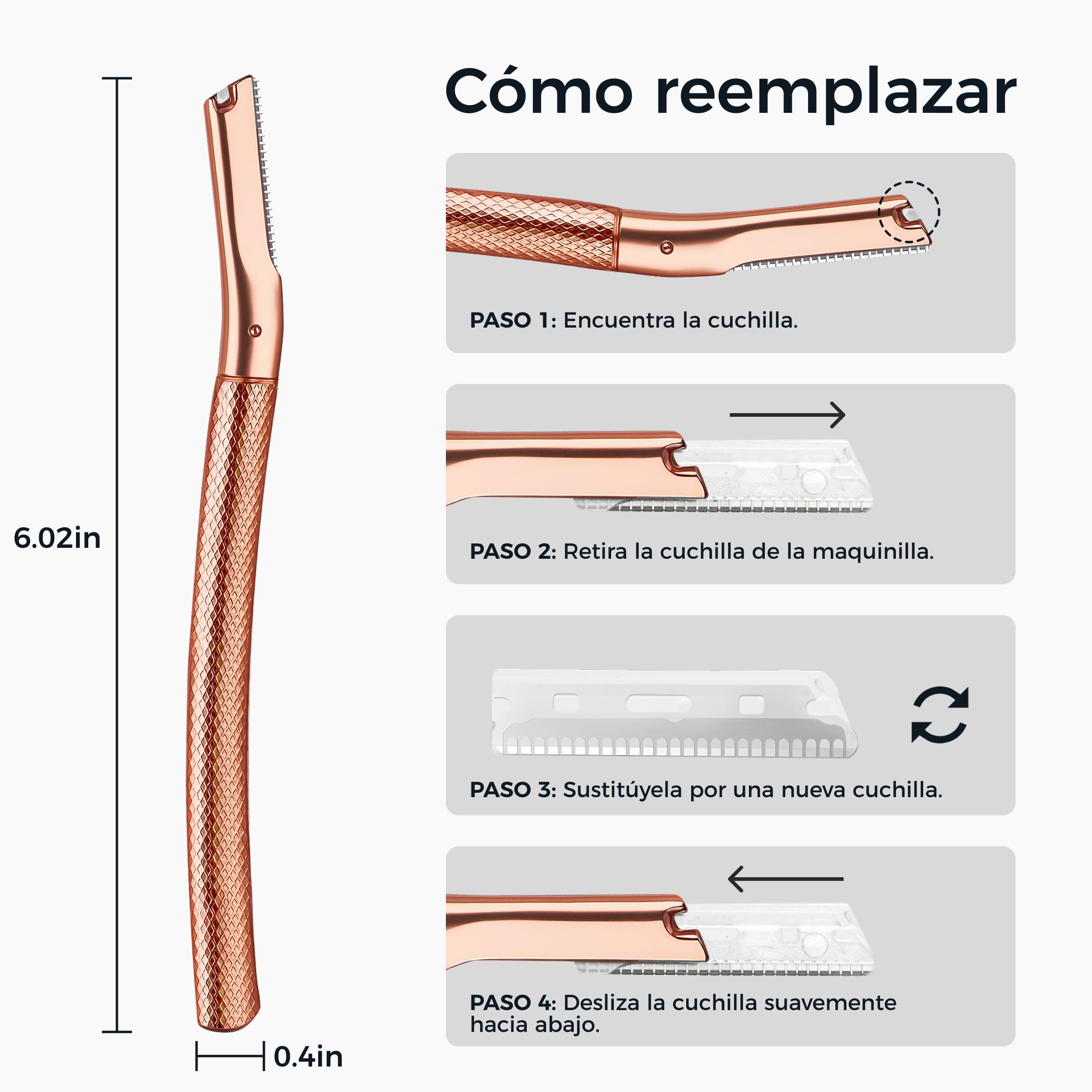 ZOMCHI Women's Facial Blade – Eyebrows and Dermaplaning Facial Tool – with 6 Blades – Silver