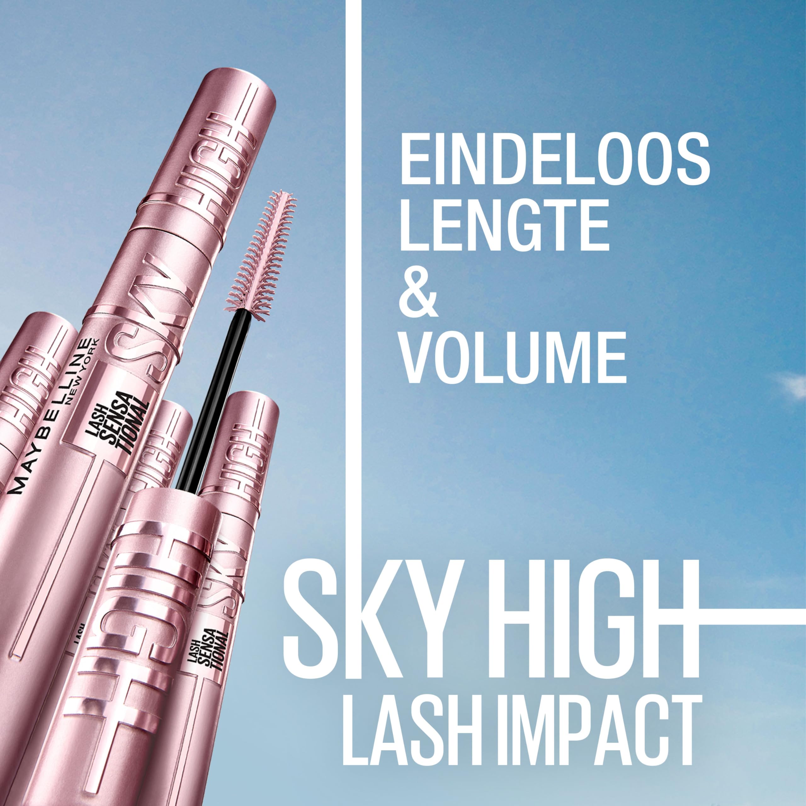 Maybelline New York Lash Sensational Sky High Mascara with Flexible Brush and Bamboo Extract, Extreme Volume and Length for Long and Defined Eyelashes, 5ml, Shade 01, Black