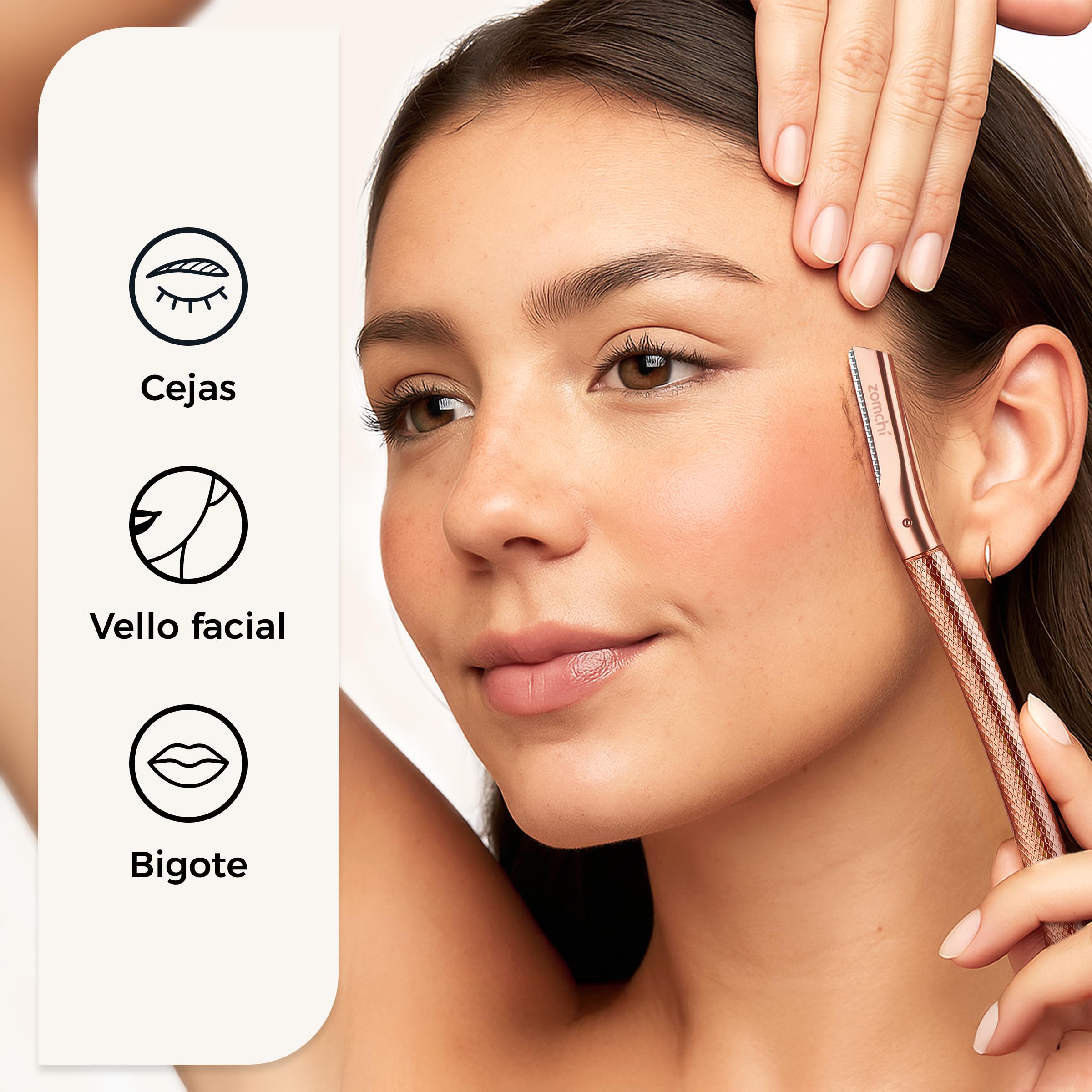 ZOMCHI Women's Facial Blade – Eyebrows and Dermaplaning Facial Tool – with 6 Blades – Silver