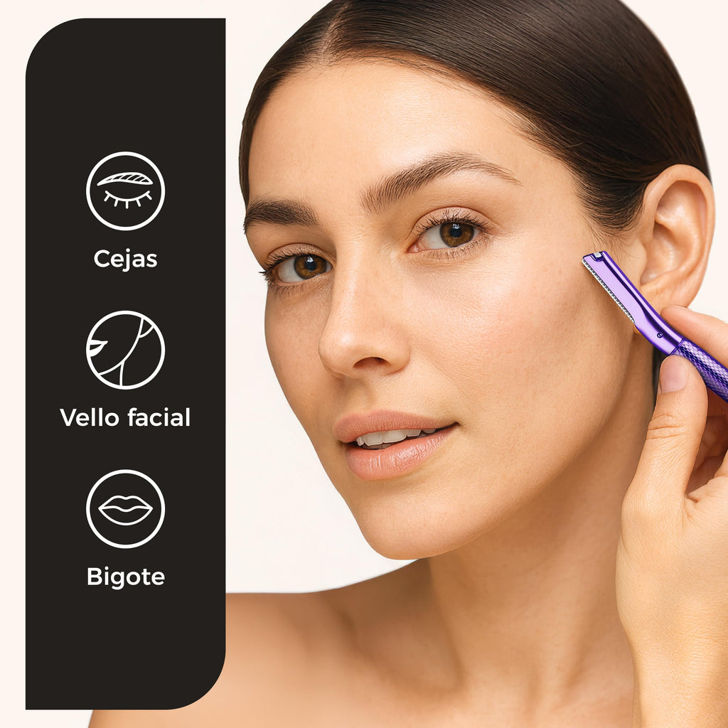 ZOMCHI Women's Facial Blade – Eyebrows and Dermaplaning Facial Tool – with 6 Blades – Silver