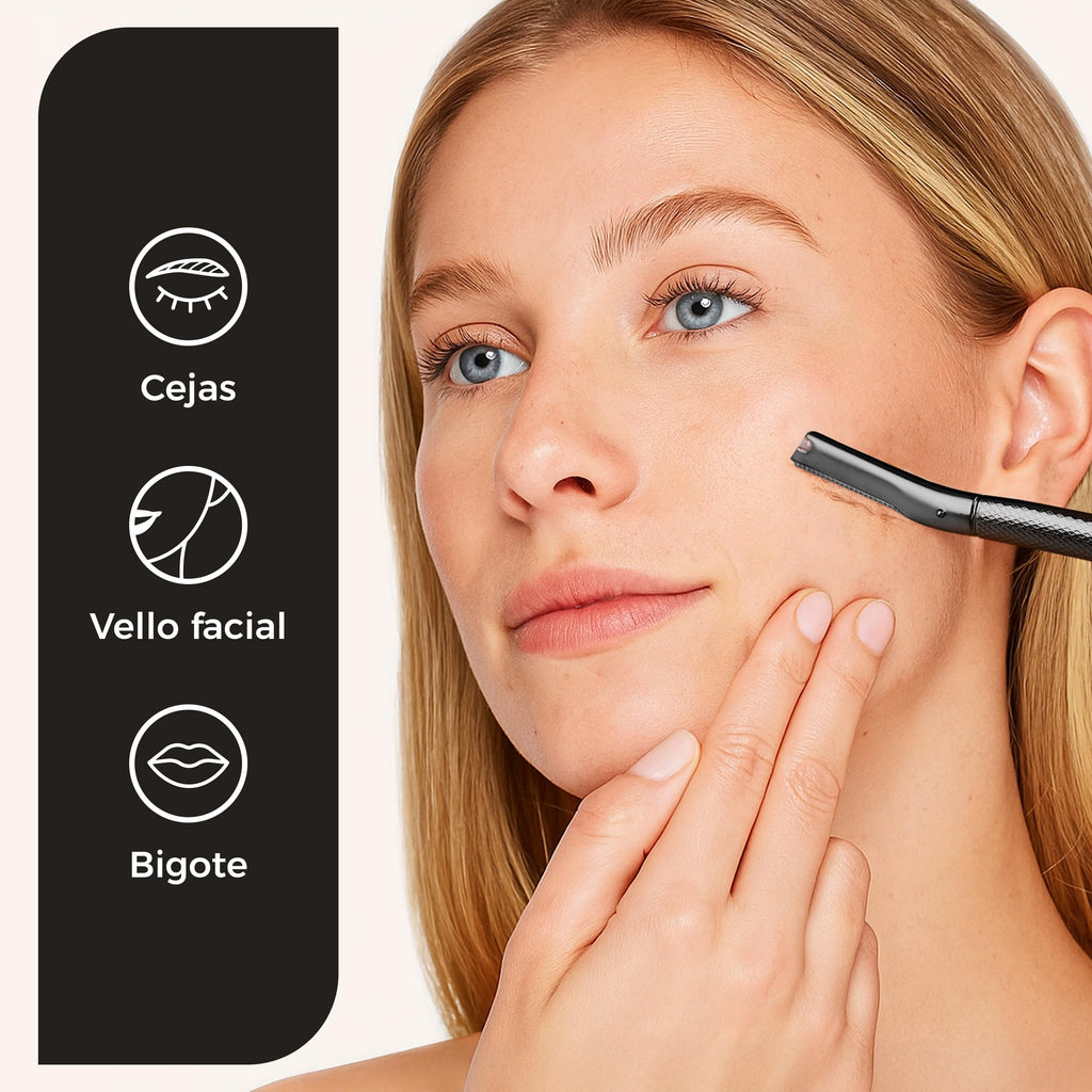 ZOMCHI Women's Facial Blade – Eyebrows and Dermaplaning Facial Tool – with 6 Blades – Silver