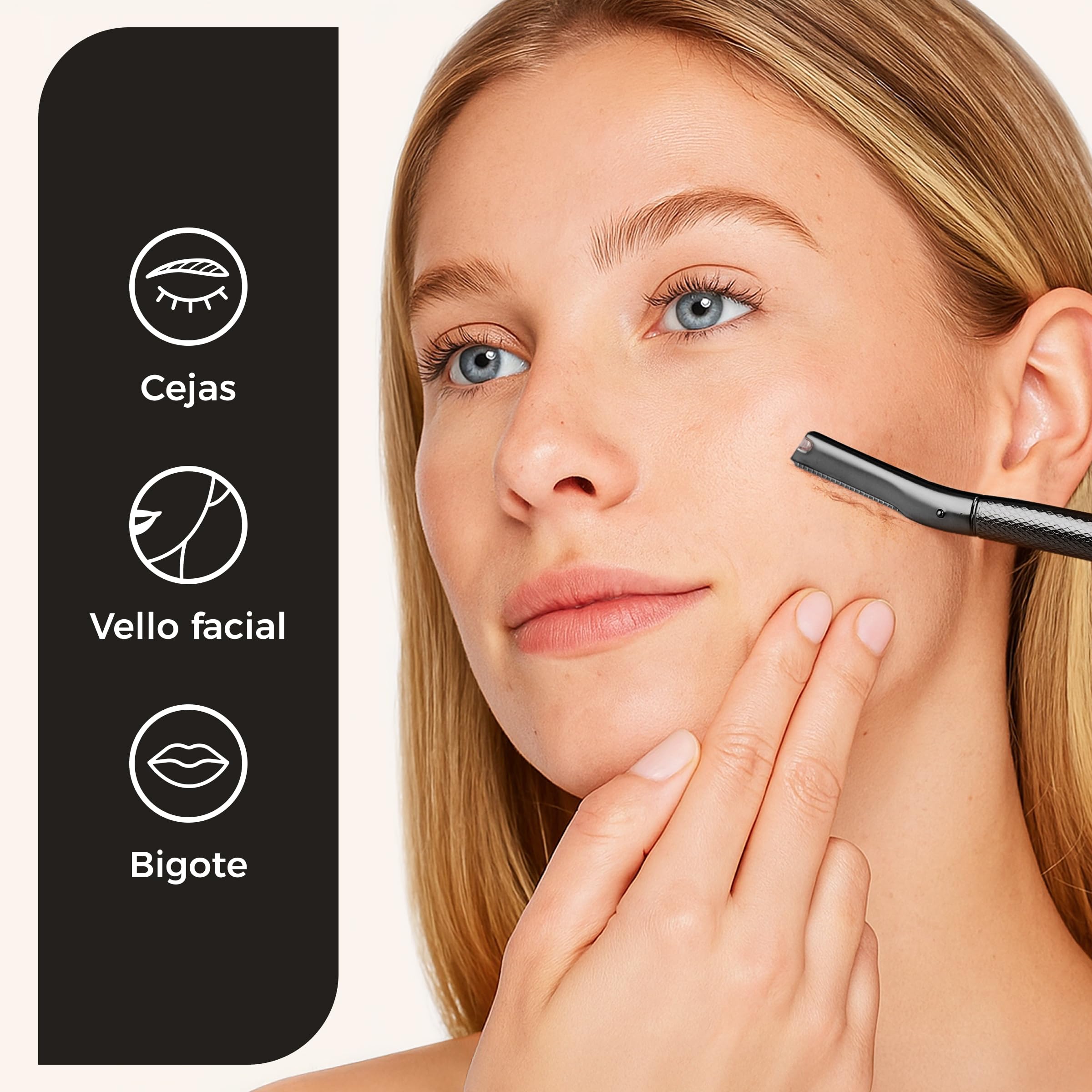 ZOMCHI Women's Facial Blade – Eyebrows and Dermaplaning Facial Tool – with 6 Blades – Silver