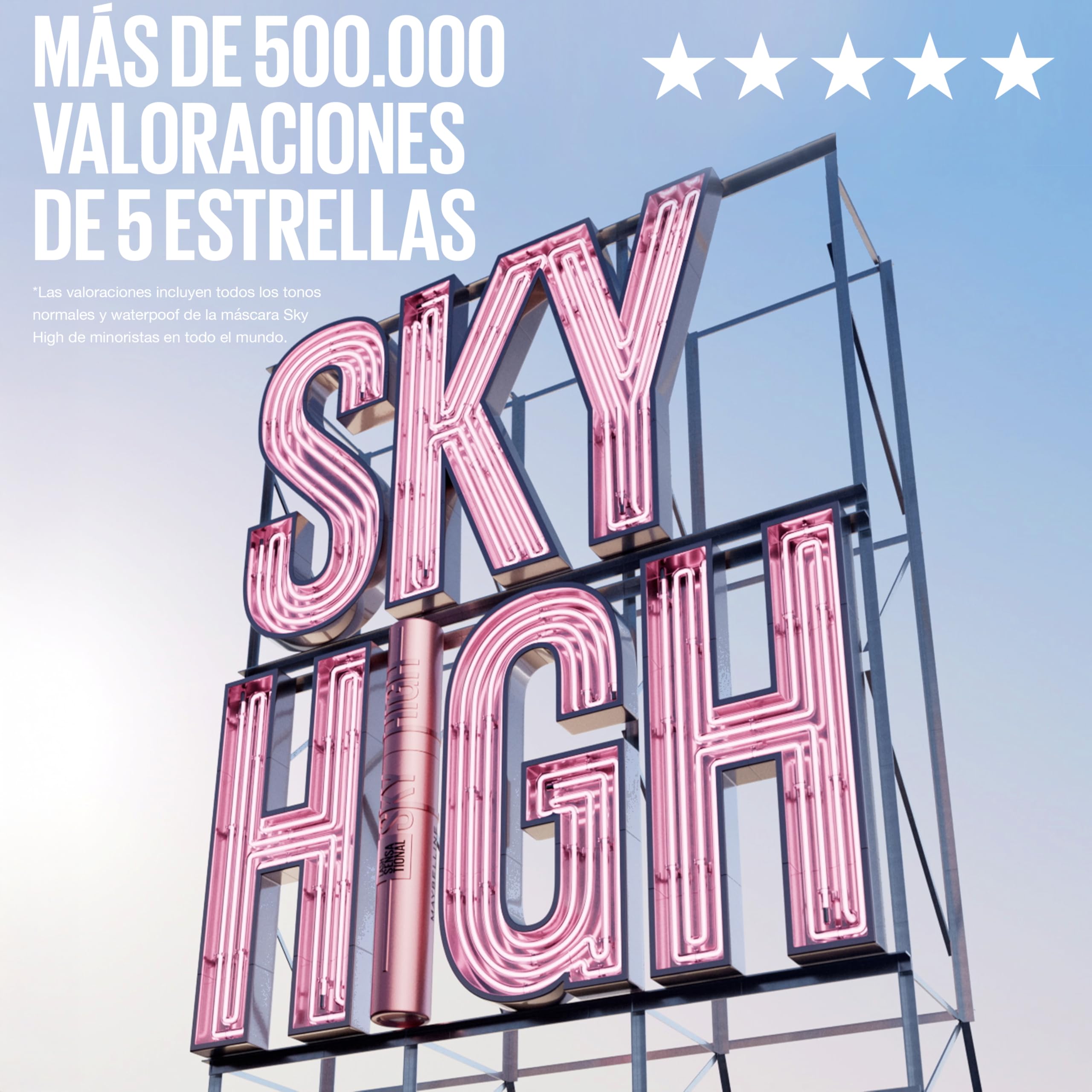 Maybelline New York Lash Sensational Sky High Mascara with Flexible Brush and Bamboo Extract, Extreme Volume and Length for Long and Defined Eyelashes, 5ml, Shade 01, Black