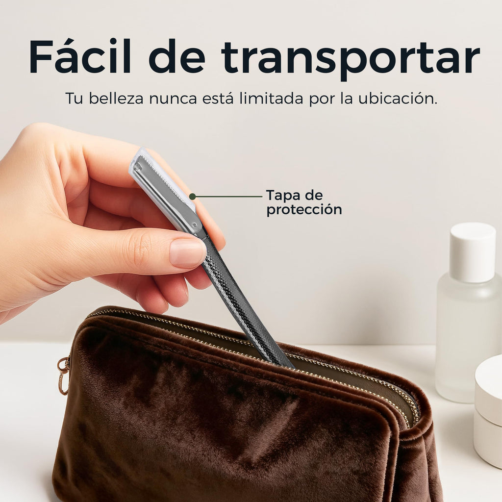 ZOMCHI Women's Facial Blade – Eyebrows and Dermaplaning Facial Tool – with 6 Blades – Silver