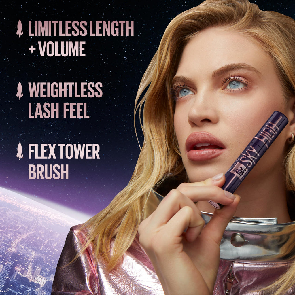 Maybelline New York Lash Sensational Sky High Mascara with Flexible Brush and Bamboo Extract, Extreme Volume and Length for Long and Defined Eyelashes, 5ml, Shade 01, Black