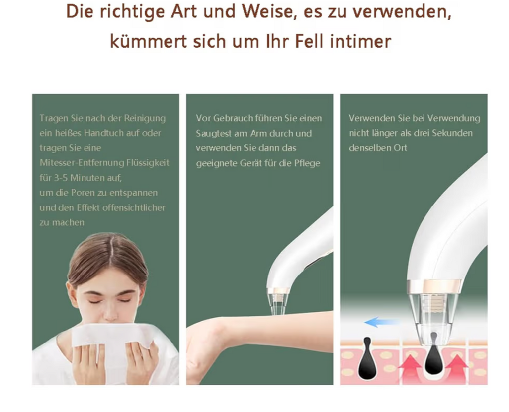 Limpador de poros e pontos pretos, limpador de poros, haste de alta frequência com 4 cabeças de sucção intercambiáveis, eficaz para uma limpeza profunda do rosto