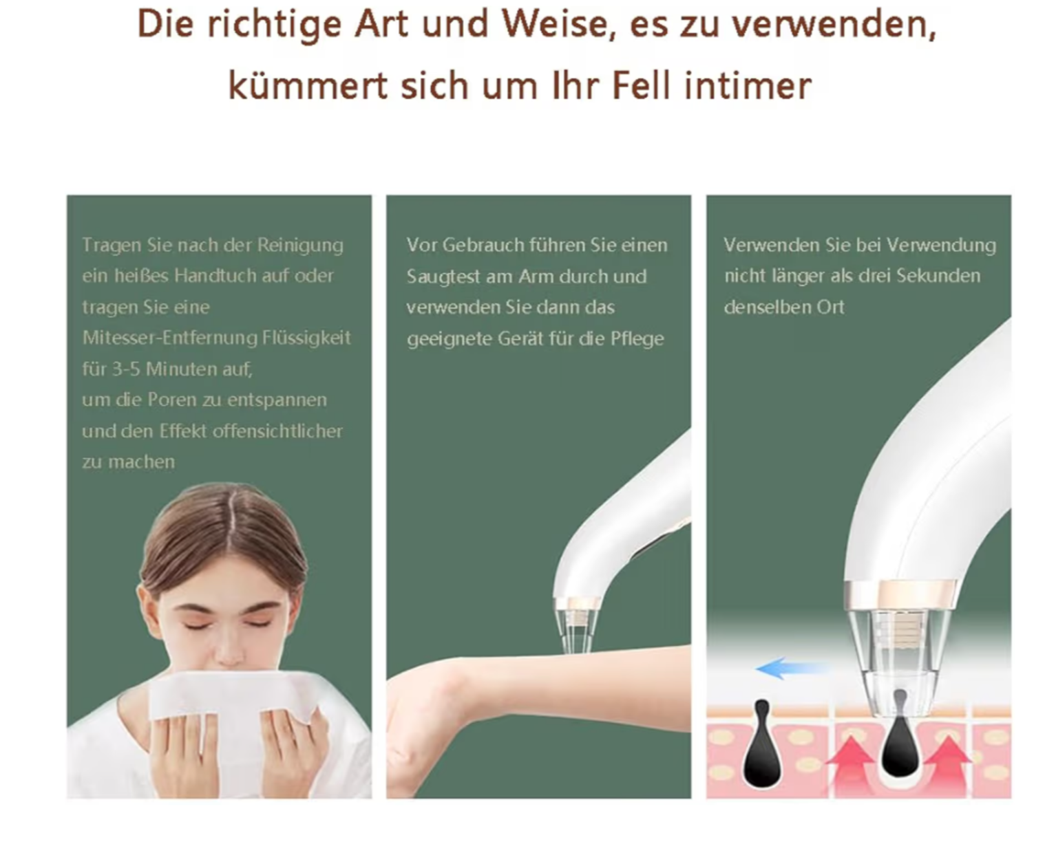 Limpador de poros e pontos pretos, limpador de poros, haste de alta frequência com 4 cabeças de sucção intercambiáveis, eficaz para uma limpeza profunda do rosto