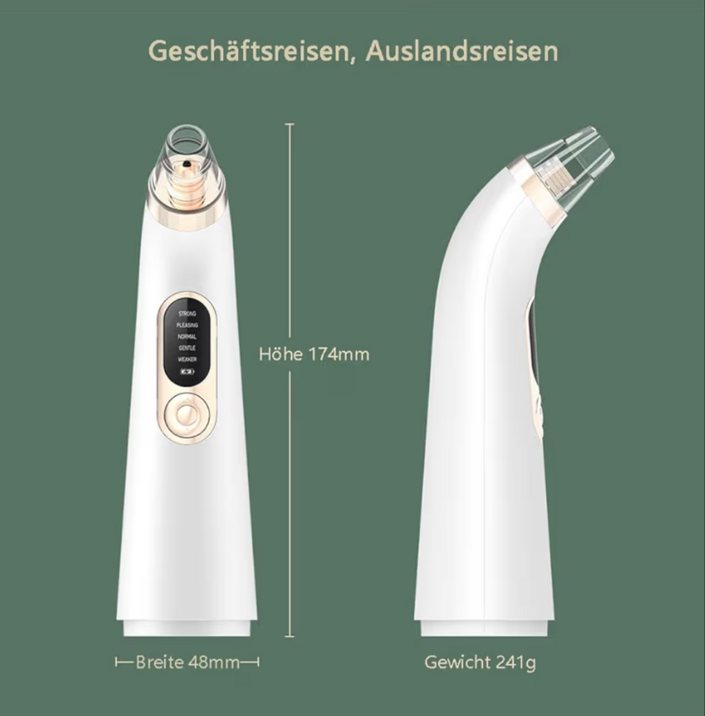 Limpador de poros e pontos pretos, limpador de poros, haste de alta frequência com 4 cabeças de sucção intercambiáveis, eficaz para uma limpeza profunda do rosto