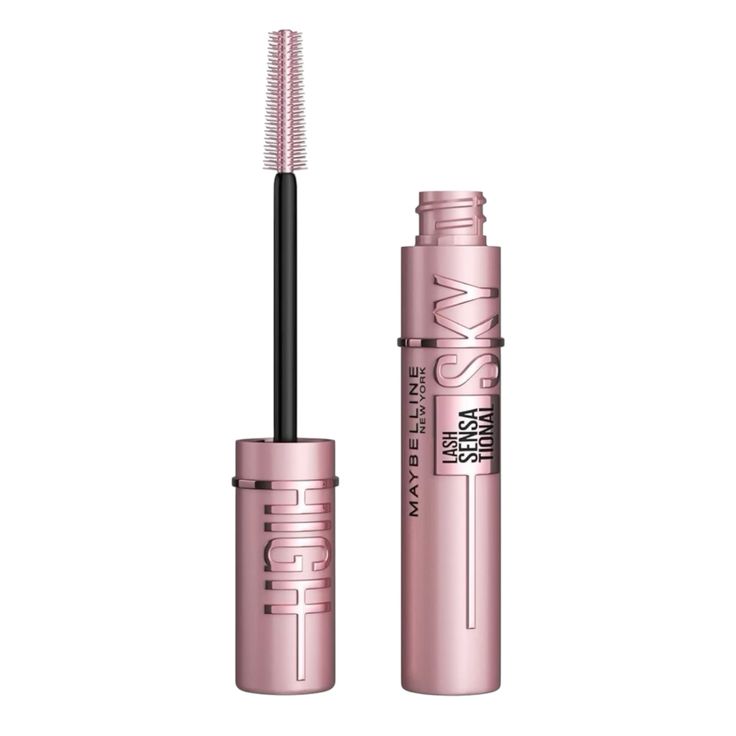 Maybelline New York, Máscara de pestanas Lash Sensational Sky High com escova flexível e extrato de bambu, volume e comprimento extremo para pestanas compridas e definidas, 7,2 ml, tom 01, preto