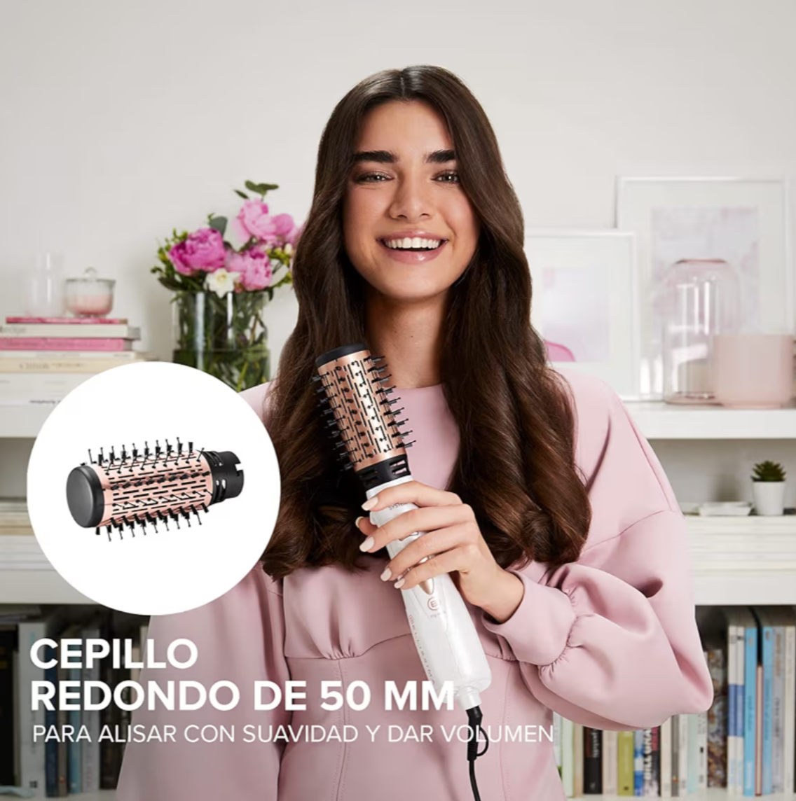 Bellissima Imetec My Pro GH18 1100, escova modeladora de ar, revestimento em cerâmica, 5 acessórios para cabelos lisos e luminosos, ondas suaves ou caracóis marcados, 1000 W, cor branca, padrão