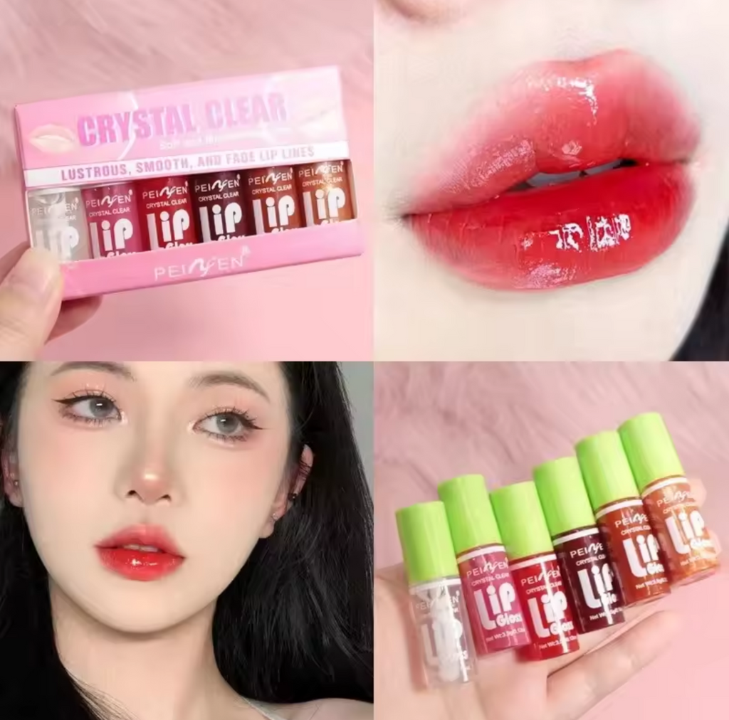 Brilho labial hidratante, Óleo transparente, Esmalte hidratante, Lip Plumper, Maquiagem Batom Líquido, Lábios Cosméticos, 6pcs