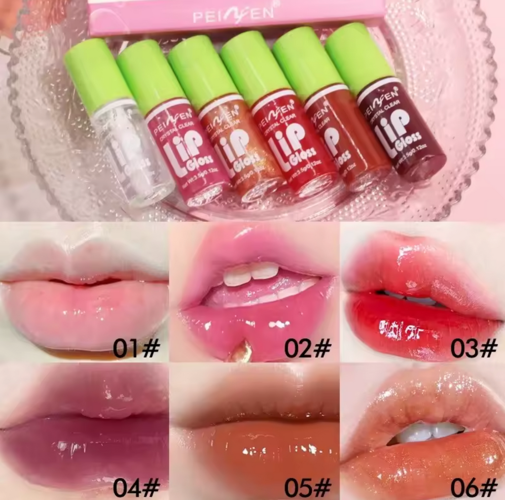 Brilho labial hidratante, Óleo transparente, Esmalte hidratante, Lip Plumper, Maquiagem Batom Líquido, Lábios Cosméticos, 6pcs