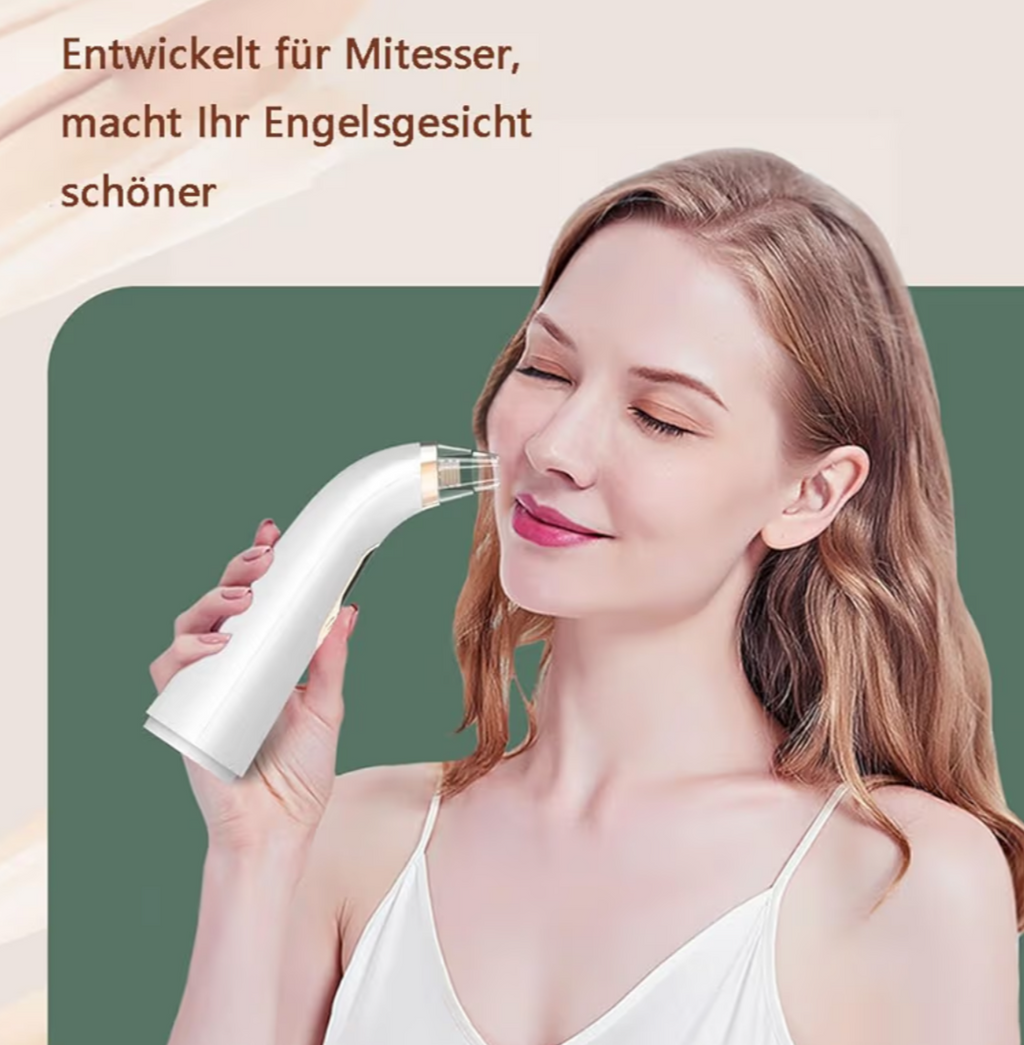 Limpador de poros e pontos pretos, limpador de poros, haste de alta frequência com 4 cabeças de sucção intercambiáveis, eficaz para uma limpeza profunda do rosto