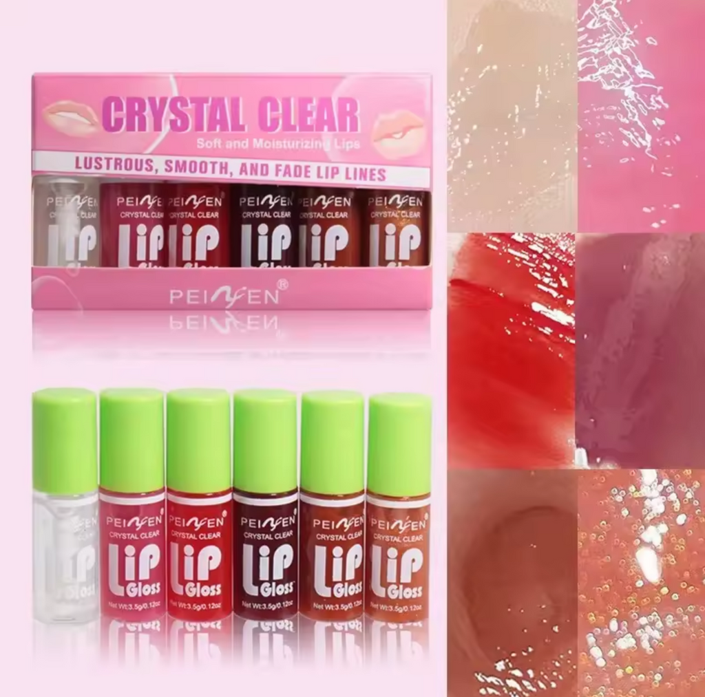 Brilho labial hidratante, Óleo transparente, Esmalte hidratante, Lip Plumper, Maquiagem Batom Líquido, Lábios Cosméticos, 6pcs